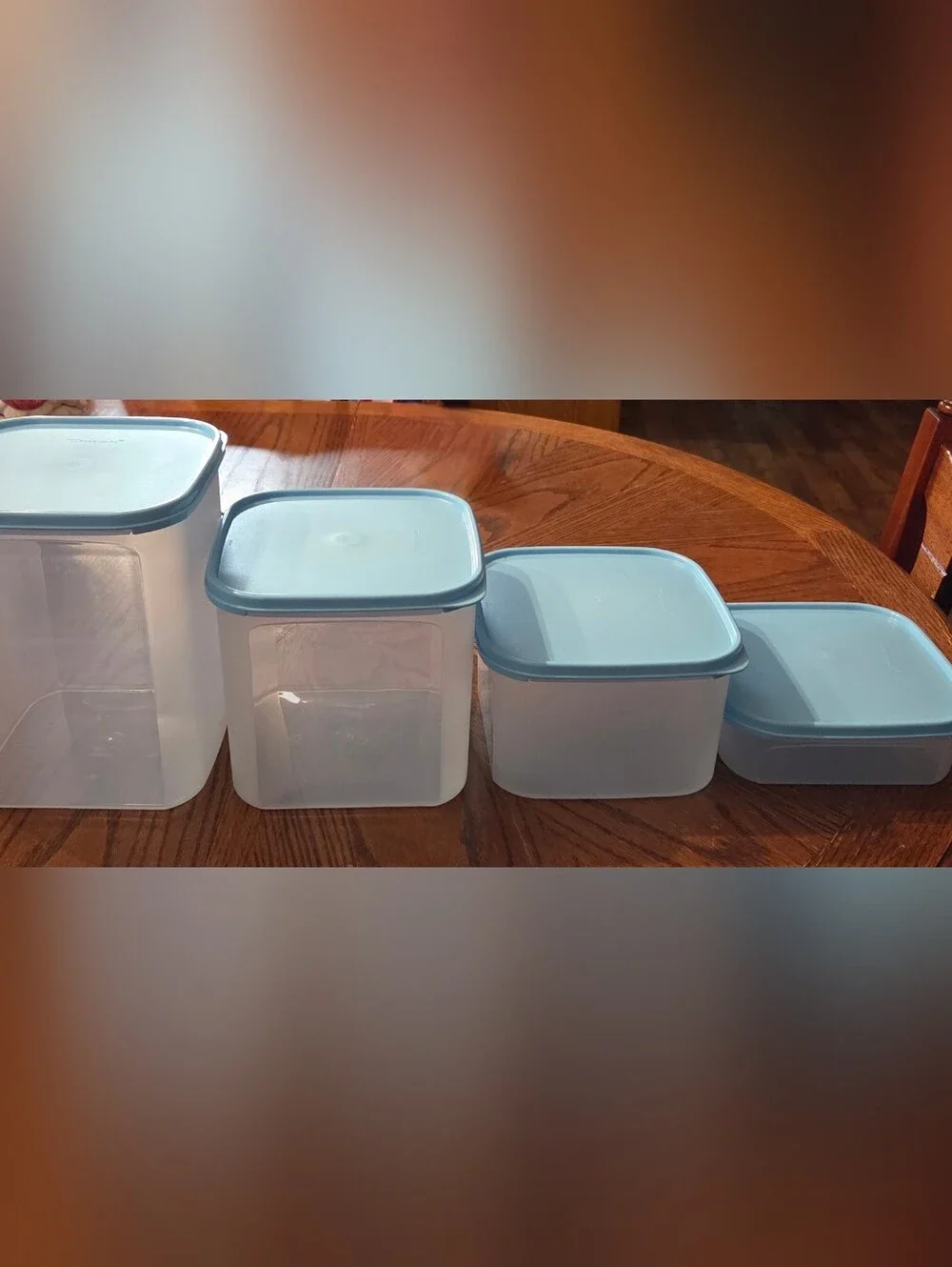 Tupperware Modular Mate Square Set/4 Serene Sky Seals NWT